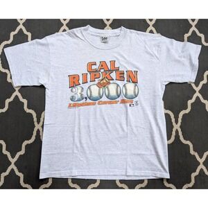 Vintage Cal Ripken Jr Shirt Mens XL 3000‎ Career Hits Baltimore Orioles Gray MLB
